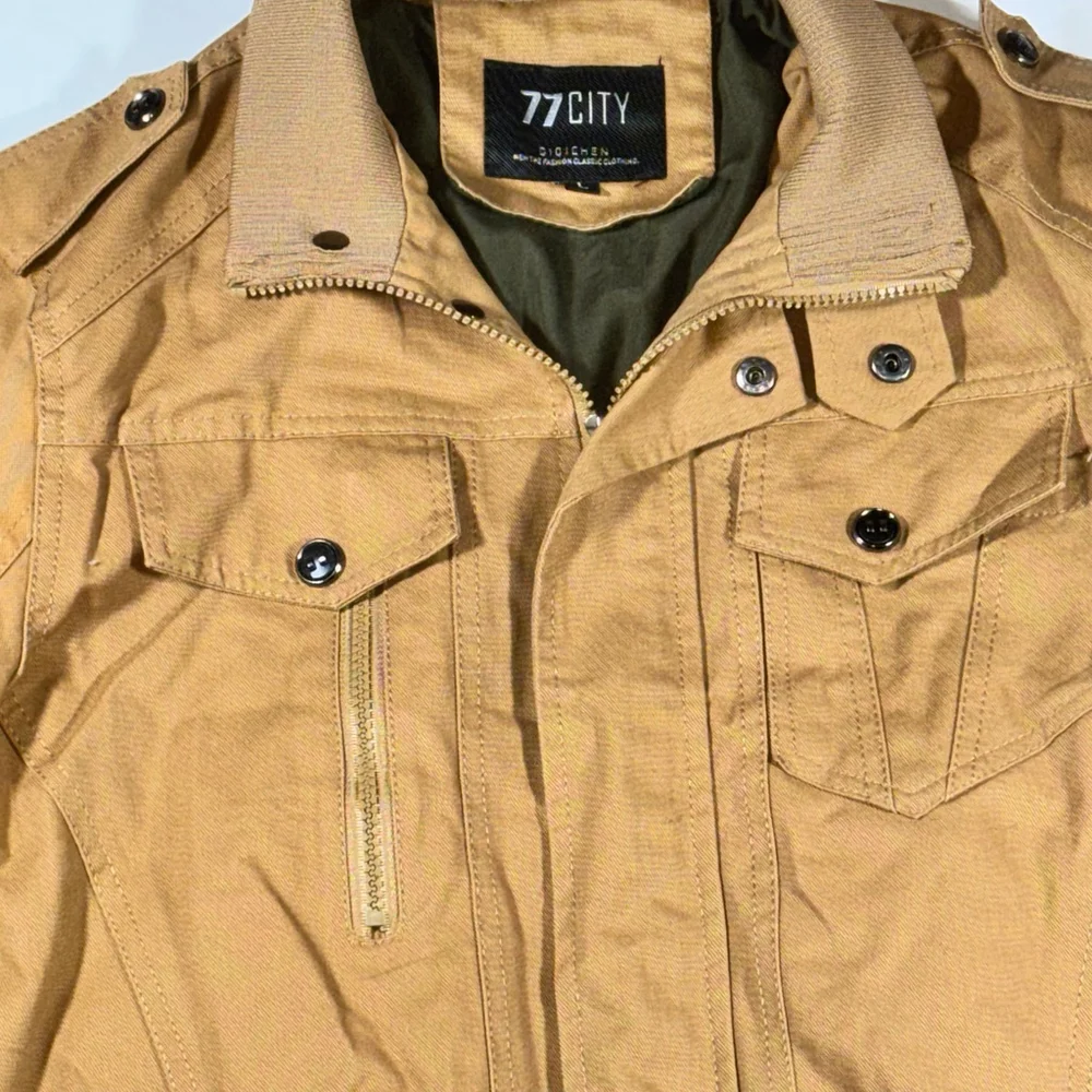 Men's 77City QIDICHEN Tan Pilot Military Jacket